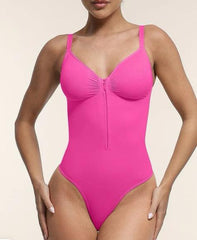 Seamless Plunge Chest Support Bodysuit with Clips inside