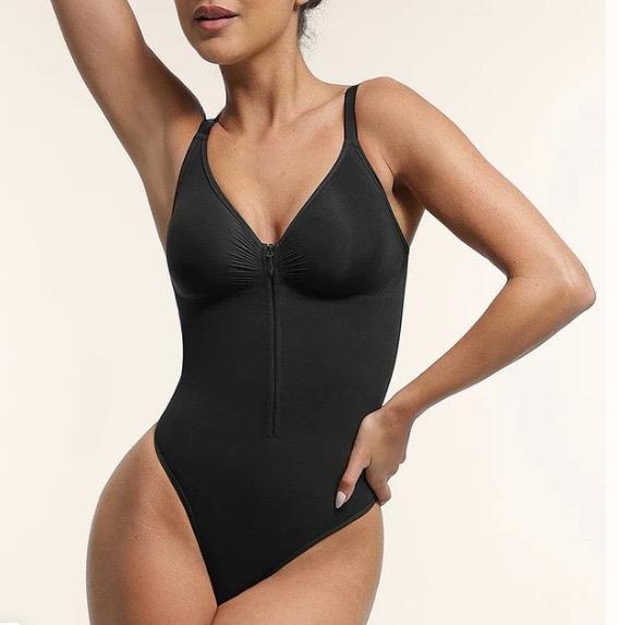 Seamless Plunge Chest Support Bodysuit with Clips inside