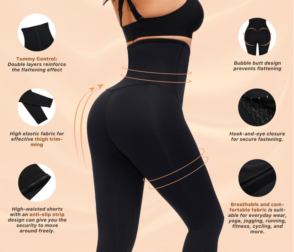 Buy High Waist Shape Wear Leggings with 3 Hooks - La Black Leggings 